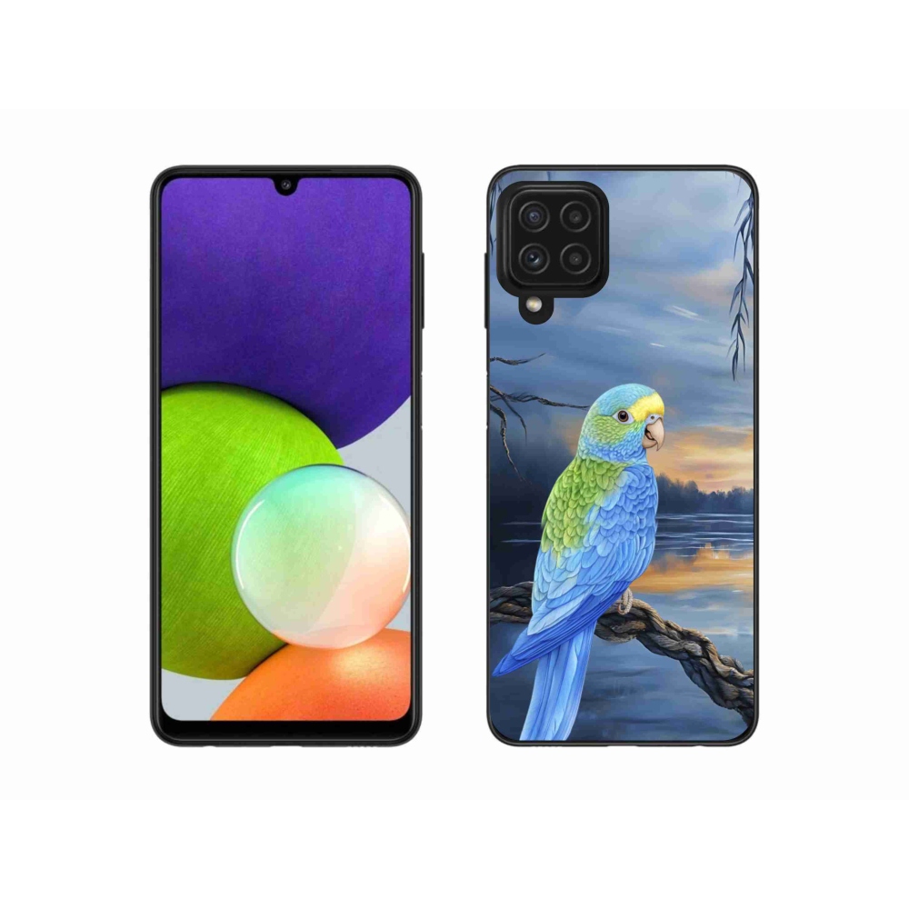 Gelový kryt mmCase na Samsung Galaxy A22 4G - modrý papoušek