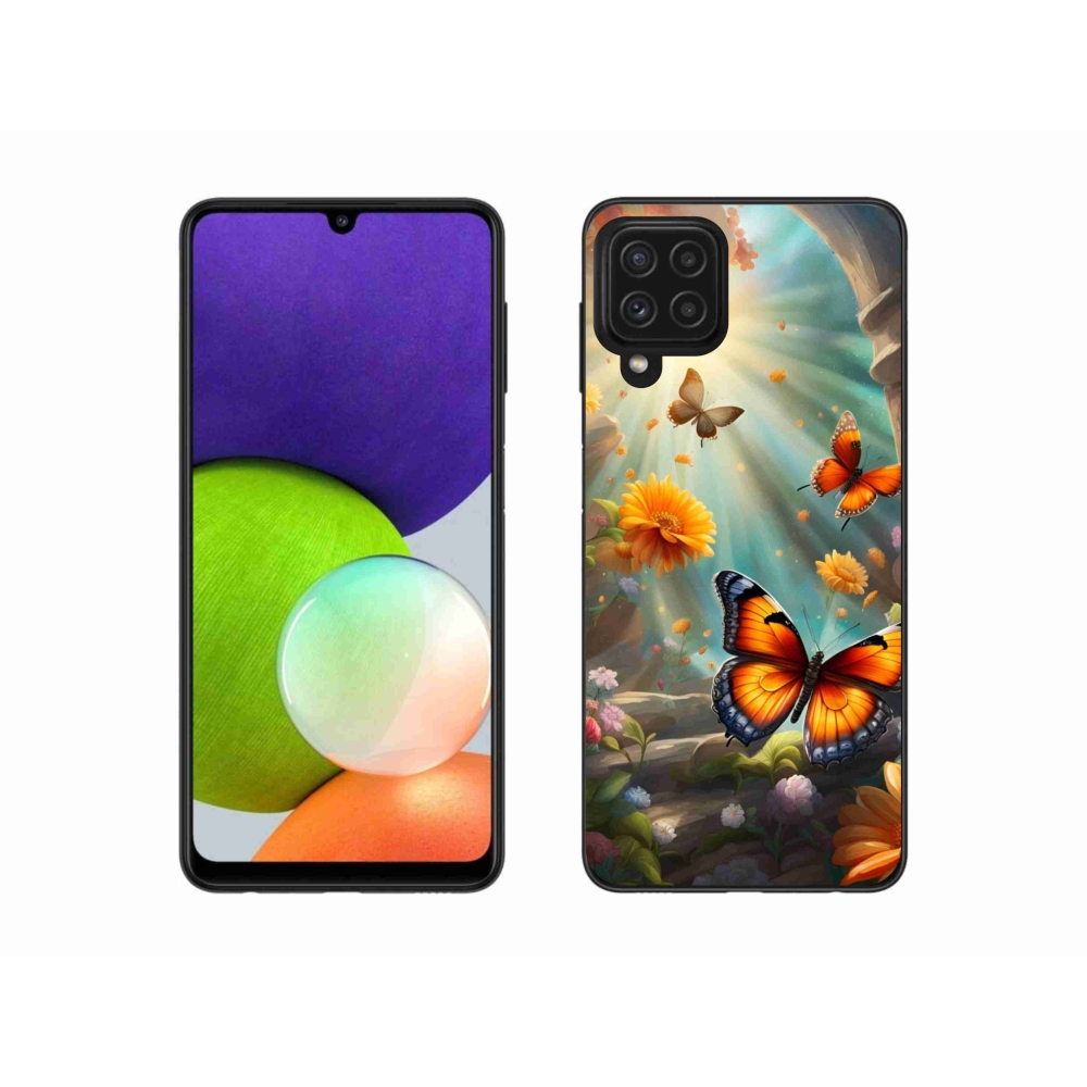 Gelový kryt mmCase na Samsung Galaxy A22 4G - motýlí zahrada 2