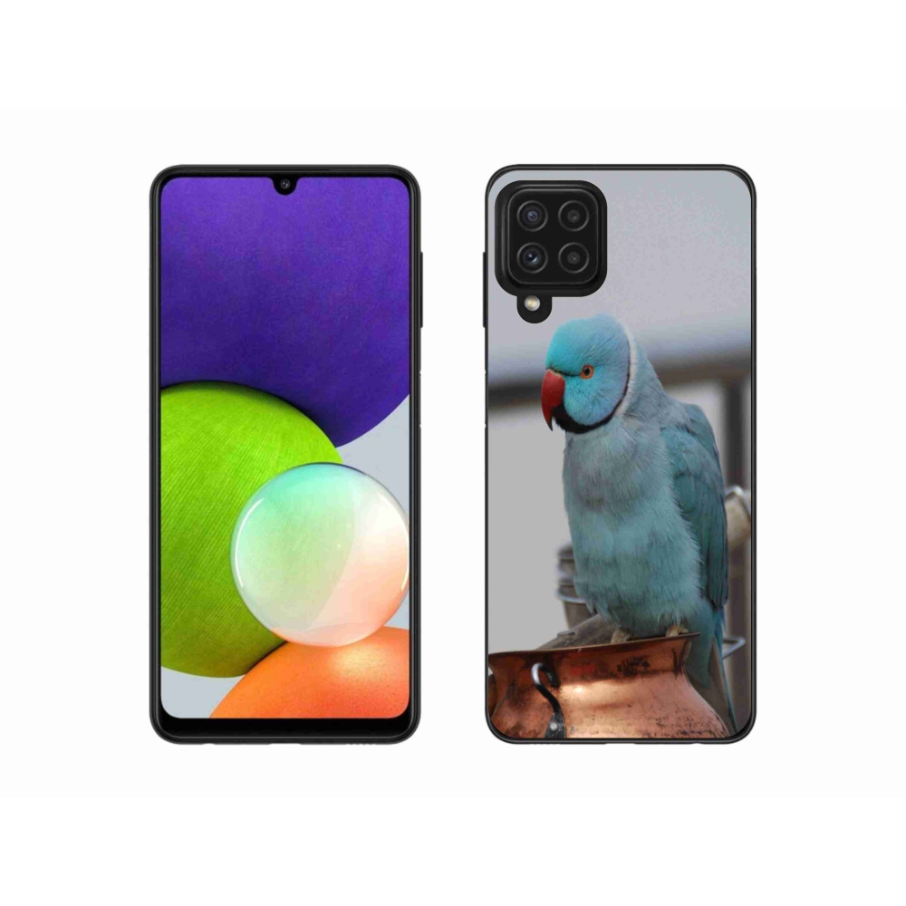 Gelový kryt mmCase na Samsung Galaxy A22 4G - papoušek alexandr modrý
