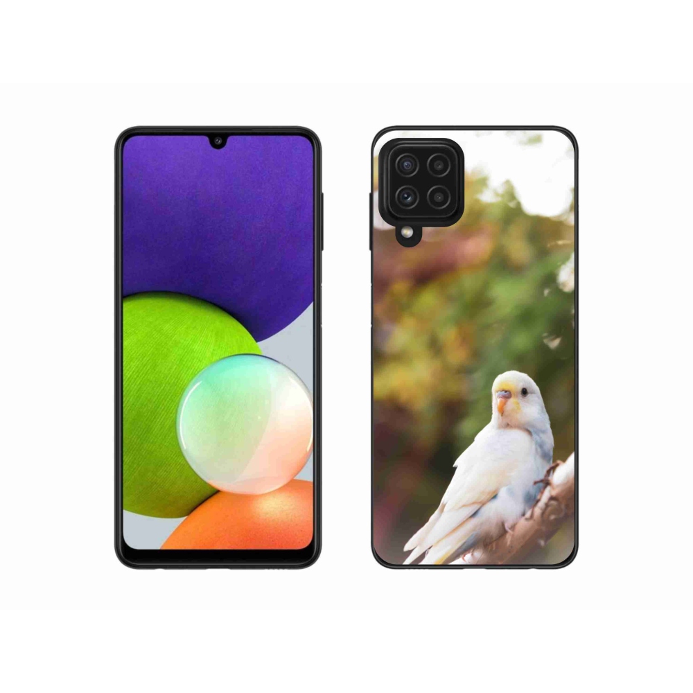 Gelový kryt mmCase na Samsung Galaxy A22 4G - papoušek andulka bílá