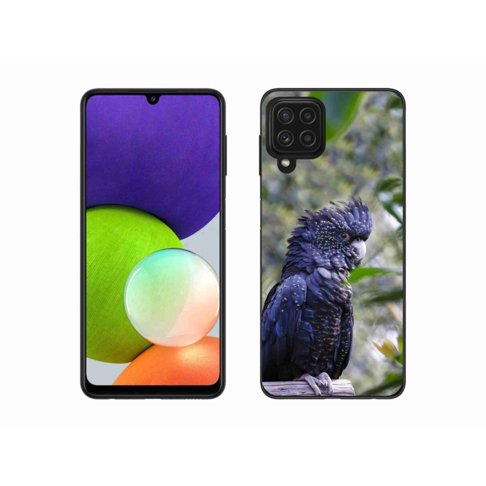 Gelový kryt mmCase na Samsung Galaxy A22 4G - papoušek kakadu černý