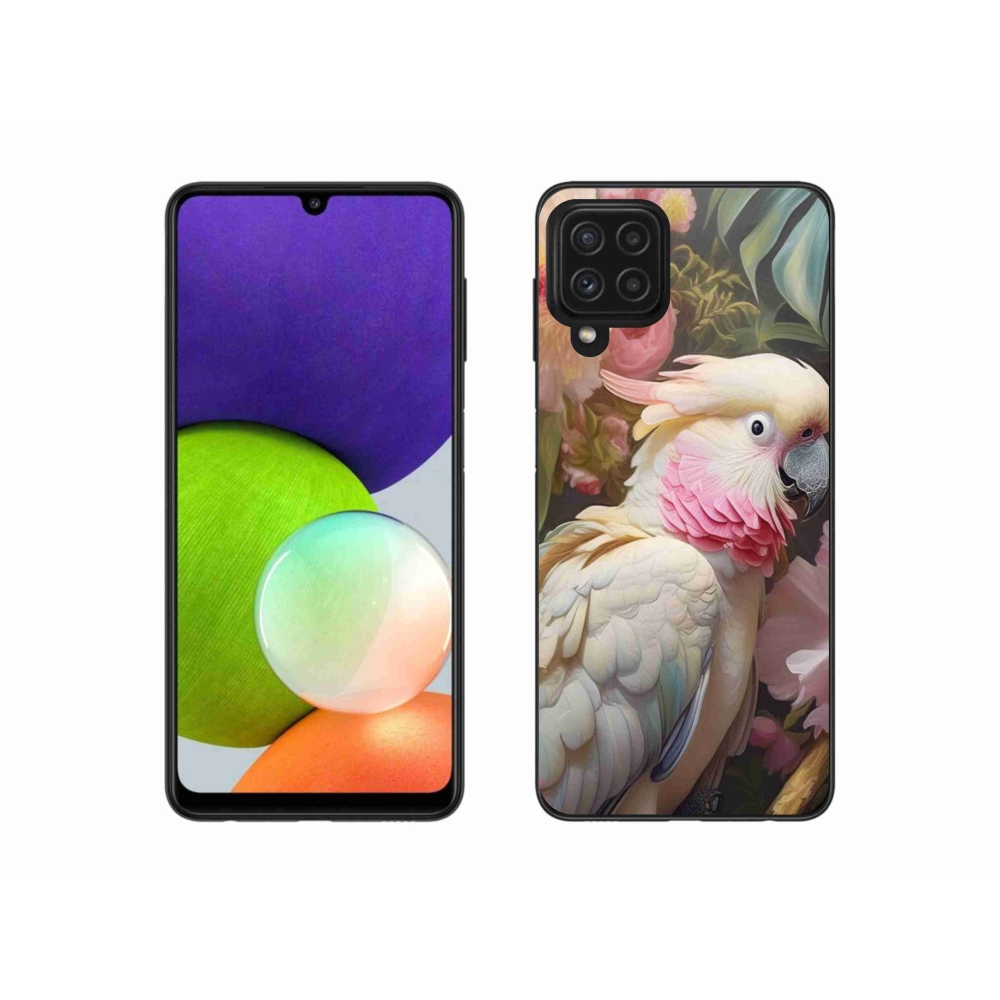 Gelový kryt mmCase na Samsung Galaxy A22 4G - papoušek kakadu růžový 2