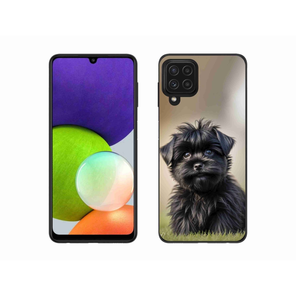 Gelový kryt mmCase na Samsung Galaxy A22 4G - roztomilý černý pejsek