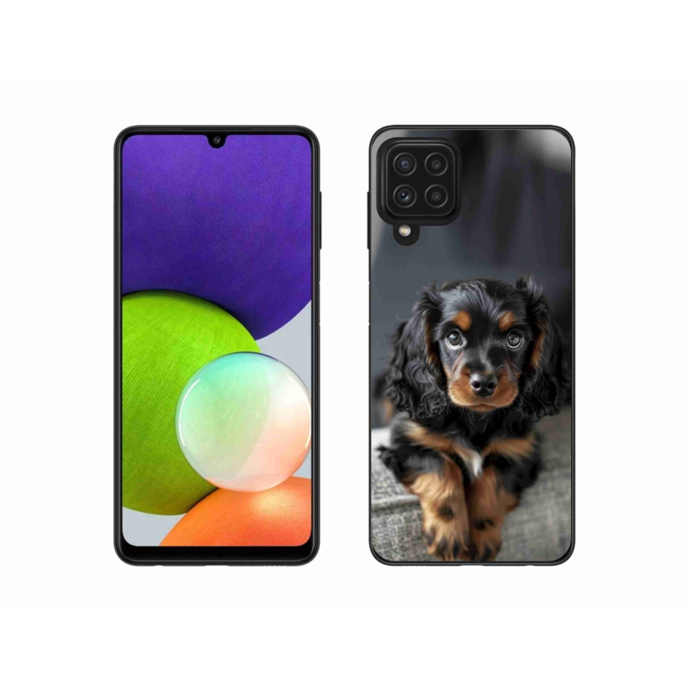 Gelový kryt mmCase na Samsung Galaxy A22 4G - roztomilý dlouhosrstý jezevčík
