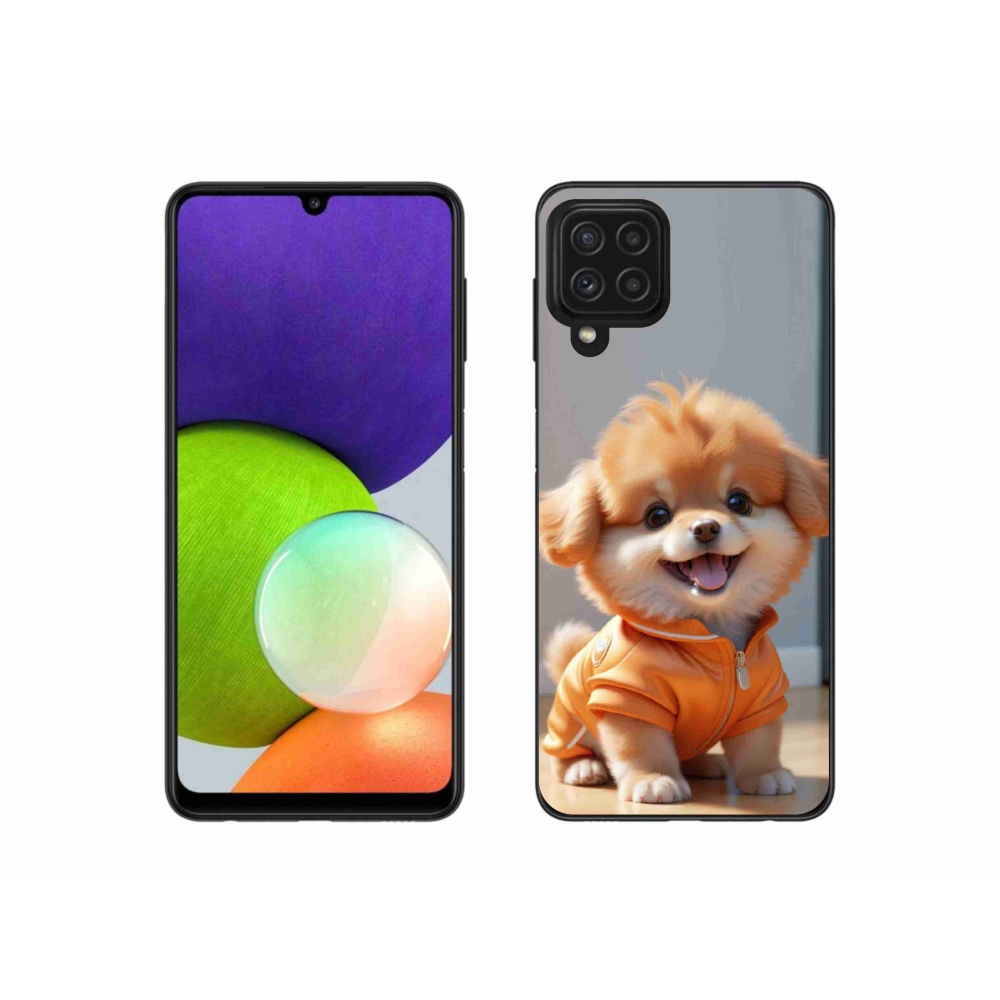 Gelový kryt mmCase na Samsung Galaxy A22 4G - roztomilý pomeranian v mikině