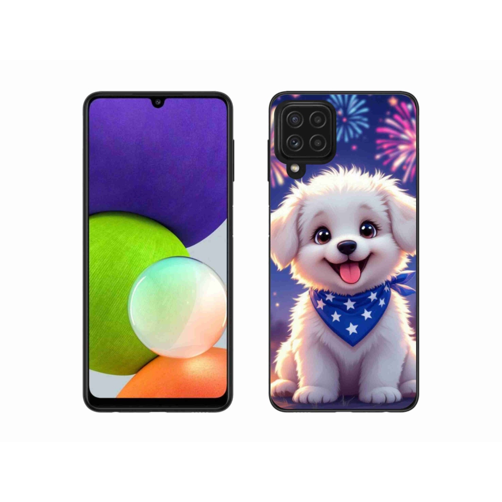 Gelový kryt mmCase na Samsung Galaxy A22 4G - slavnostní štěně