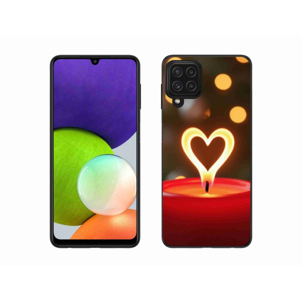 Gelový kryt mmCase na Samsung Galaxy A22 4G - srdce z plamene