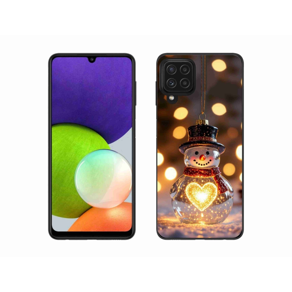 Gelový kryt mmCase na Samsung Galaxy A22 4G - svítící vánoční sněhulák