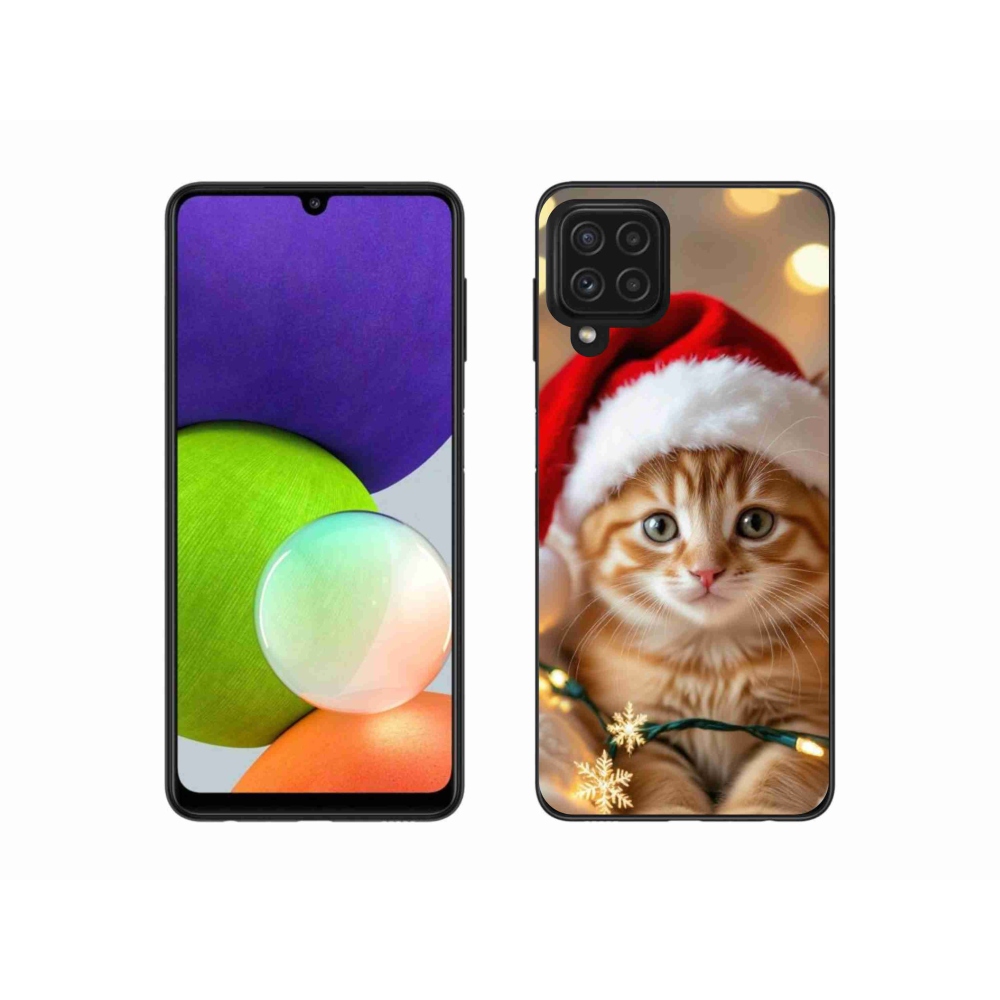 Gelový kryt mmCase na Samsung Galaxy A22 4G - vánoční kotě