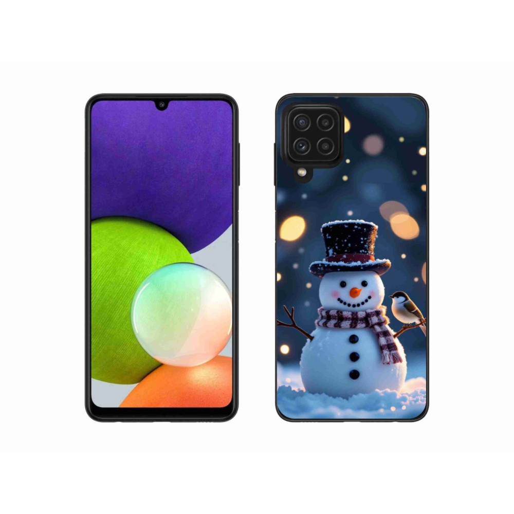 Gelový kryt mmCase na Samsung Galaxy A22 4G - vánoční sněhulák