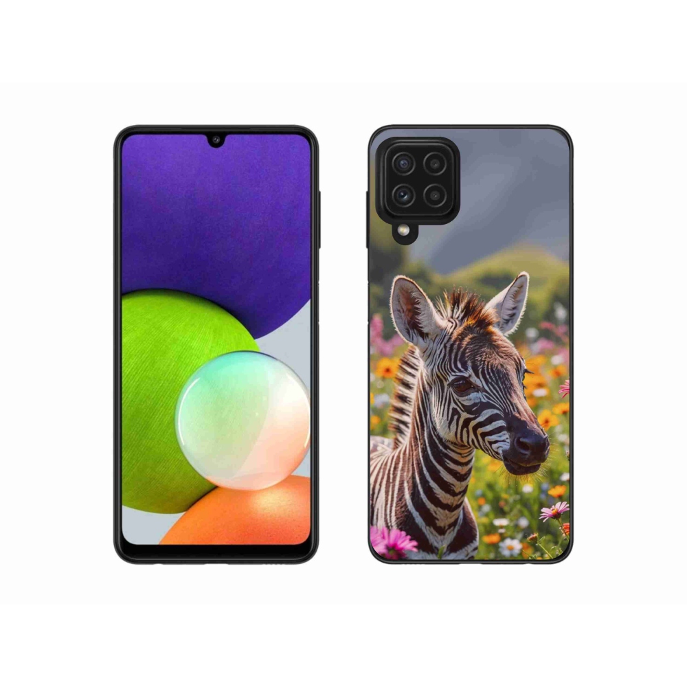 Gelový kryt mmCase na Samsung Galaxy A22 4G - zebra na louce