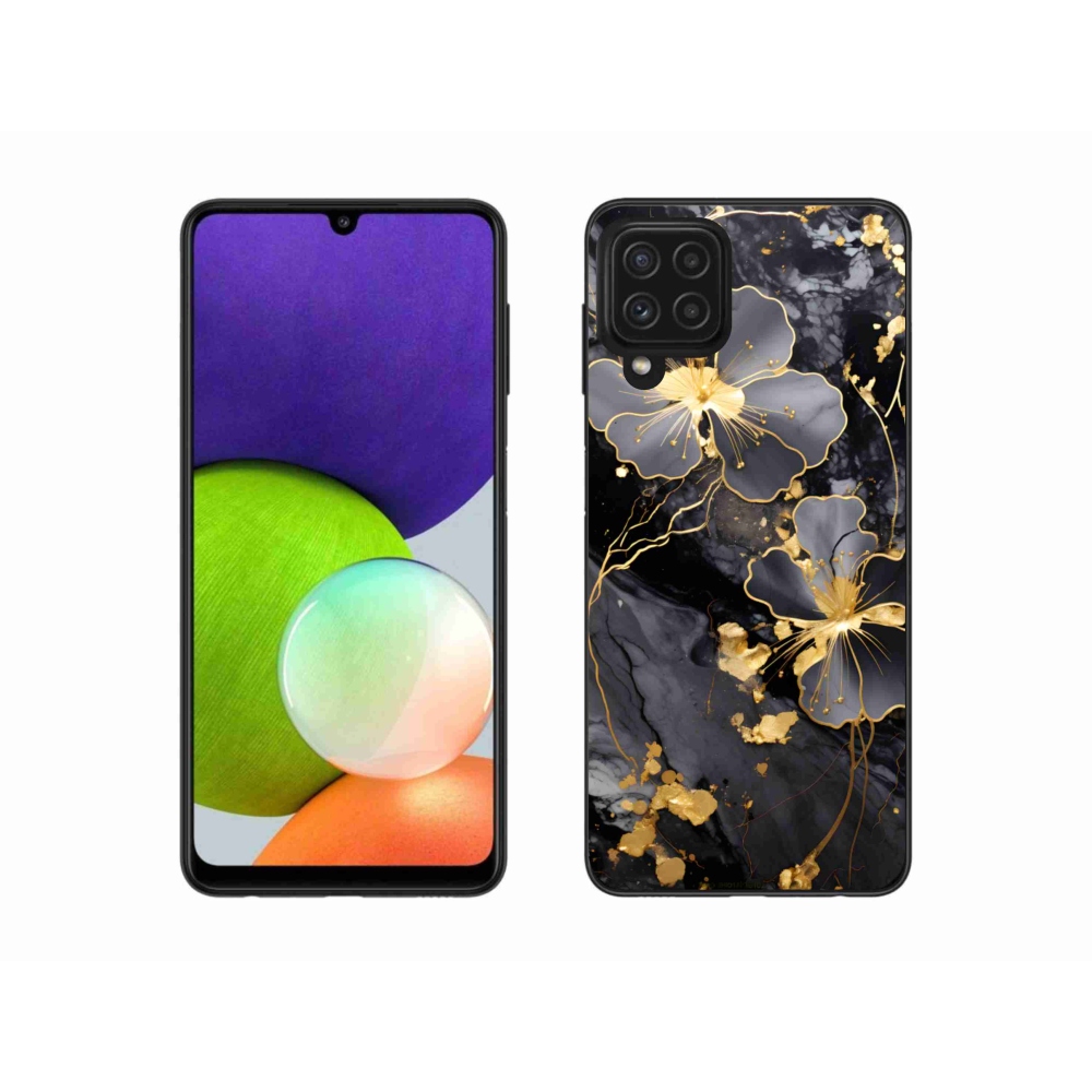 Gelový kryt mmCase na Samsung Galaxy A22 4G - zlaté květy