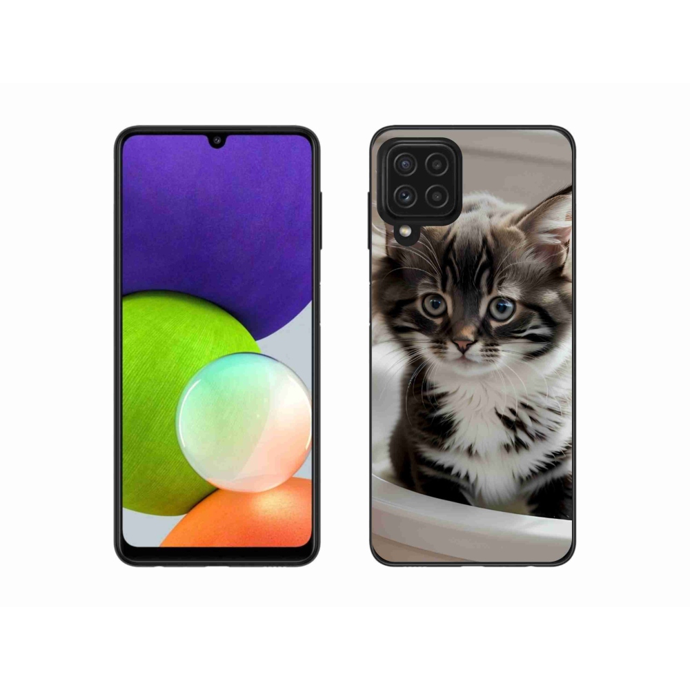 Gelový kryt mmCase na Samsung Galaxy A22 4G - zvědavé kotě