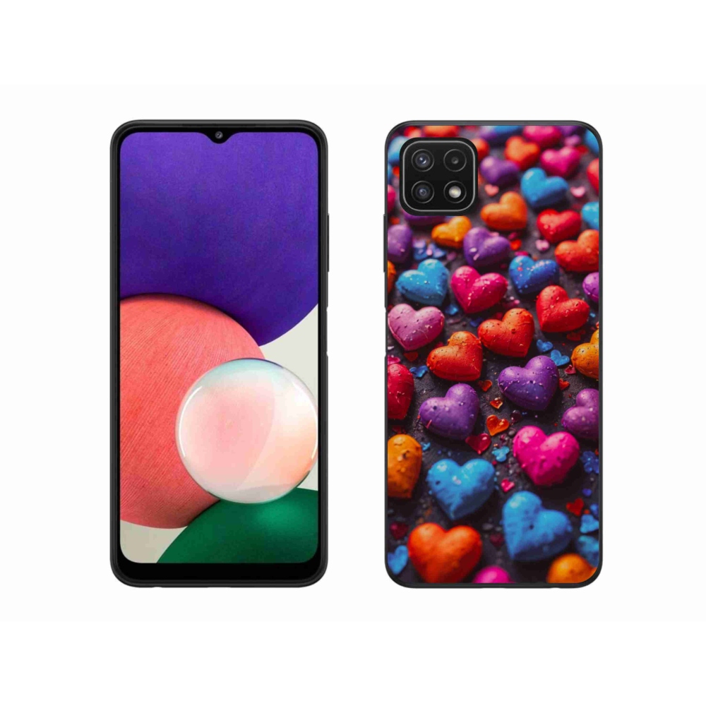Gelový kryt mmCase na Samsung Galaxy A22 5G - barevná srdce