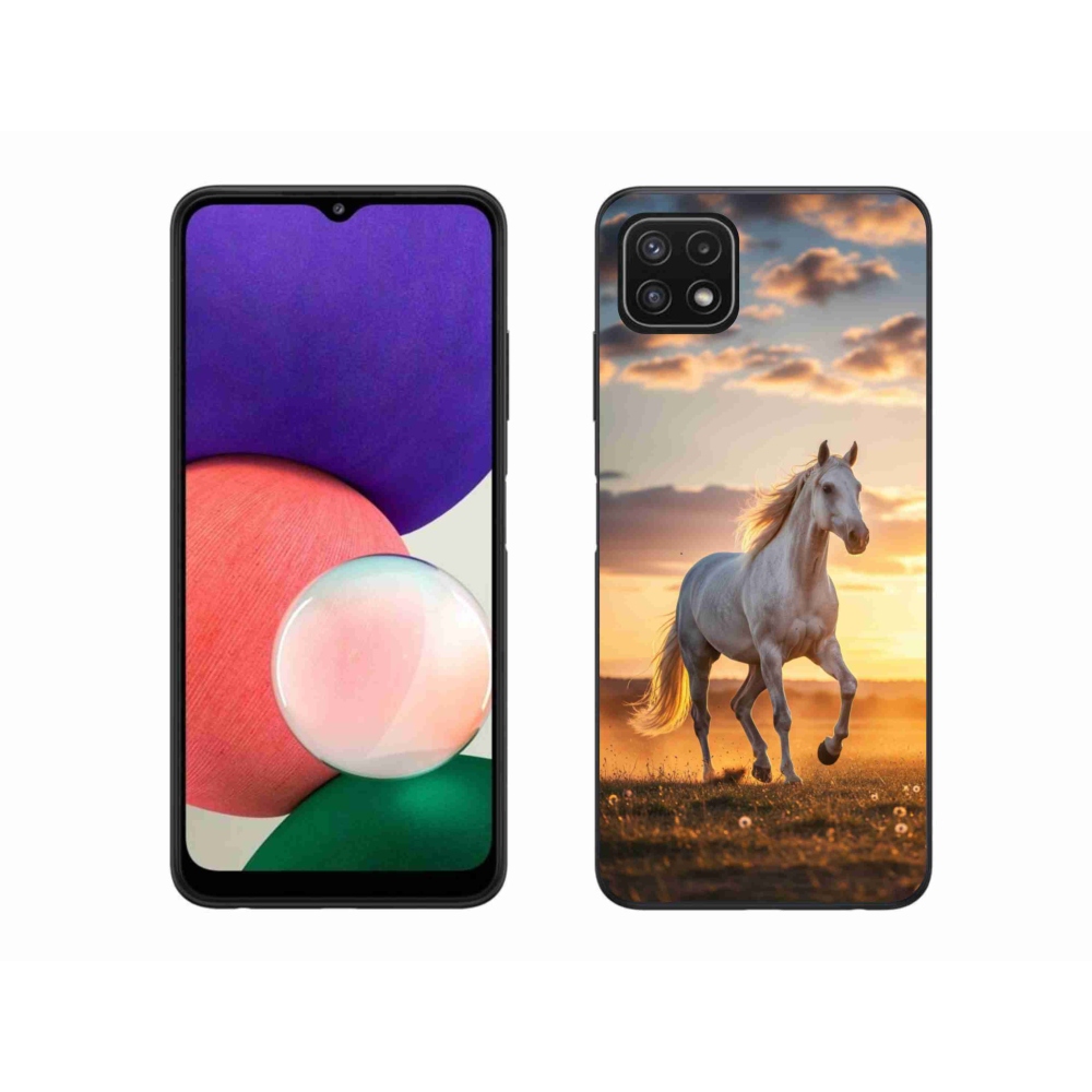 Gelový kryt mmCase na Samsung Galaxy A22 5G - běžící bílý kůň 2