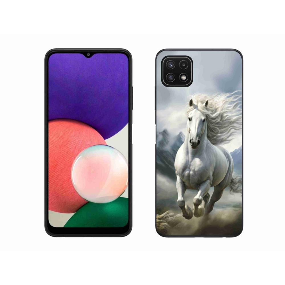 Gelový kryt mmCase na Samsung Galaxy A22 5G - běžící bílý kůň 3