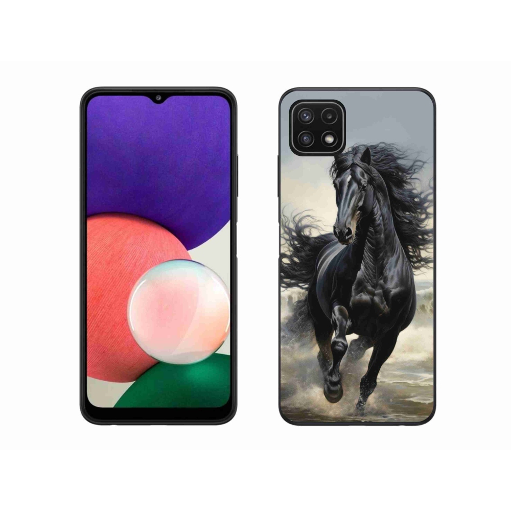 Gelový kryt mmCase na Samsung Galaxy A22 5G - běžící černý kůň