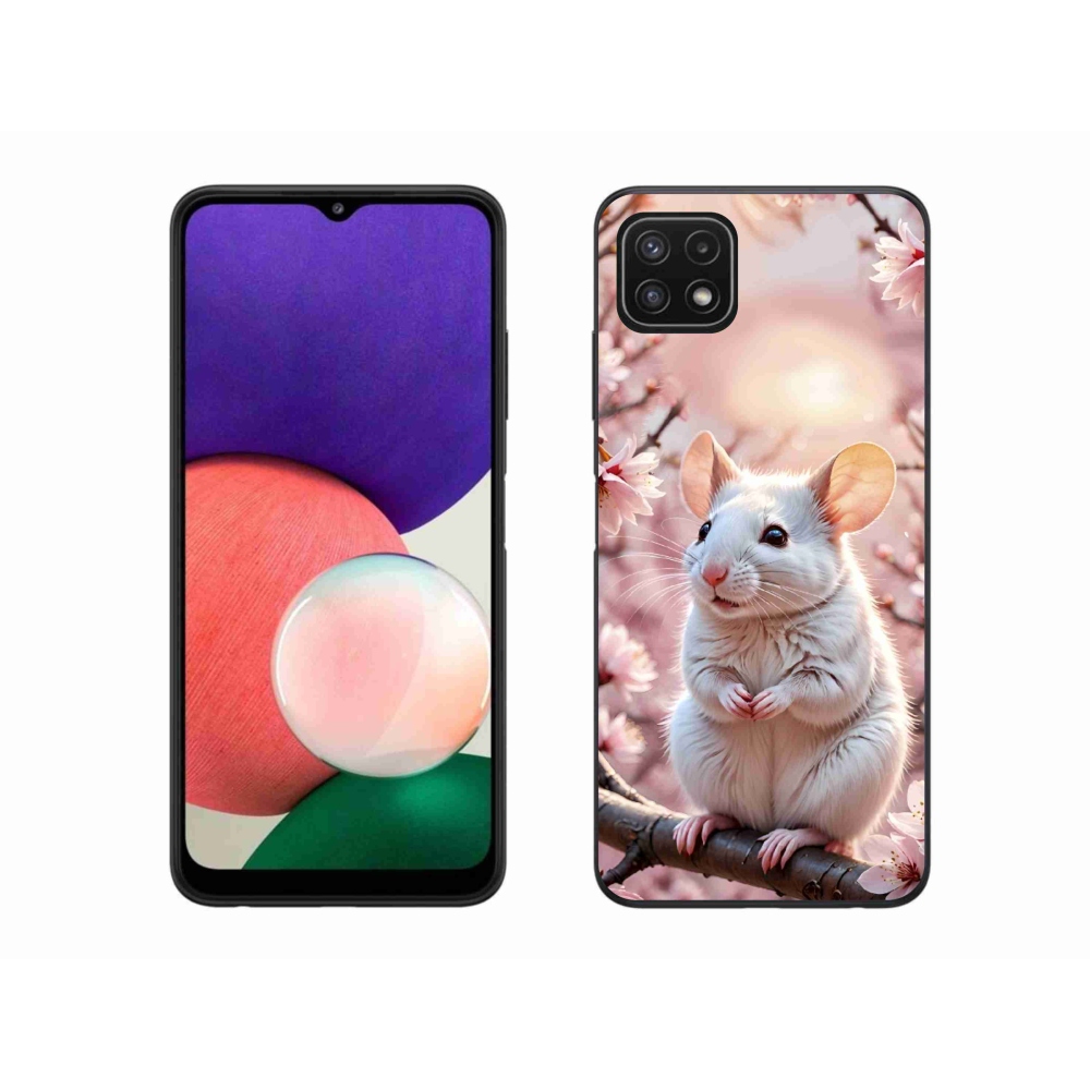 Gelový kryt mmCase na Samsung Galaxy A22 5G - bílá myš na větvi