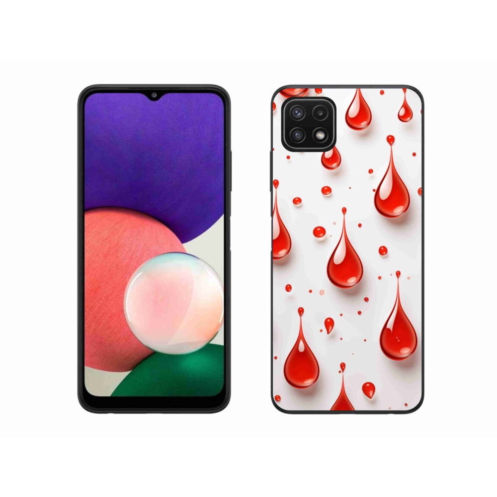 Gelový kryt mmCase na Samsung Galaxy A22 5G - červené kapky