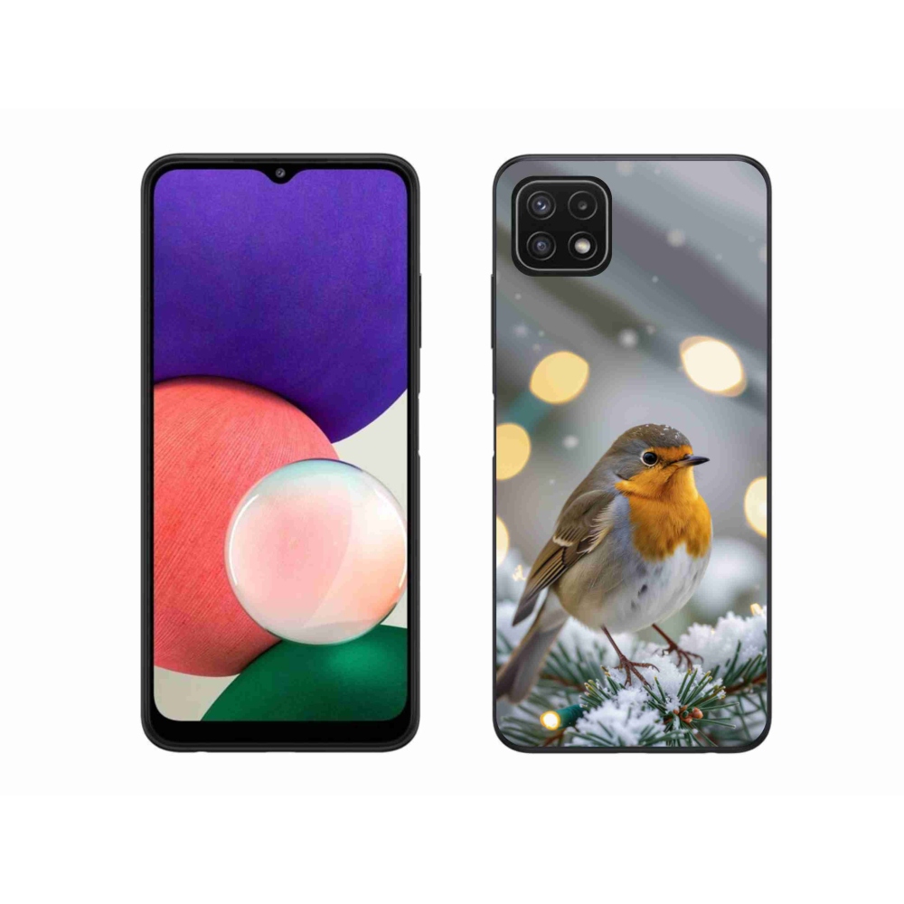 Gelový kryt mmCase na Samsung Galaxy A22 5G - červenka v zimě