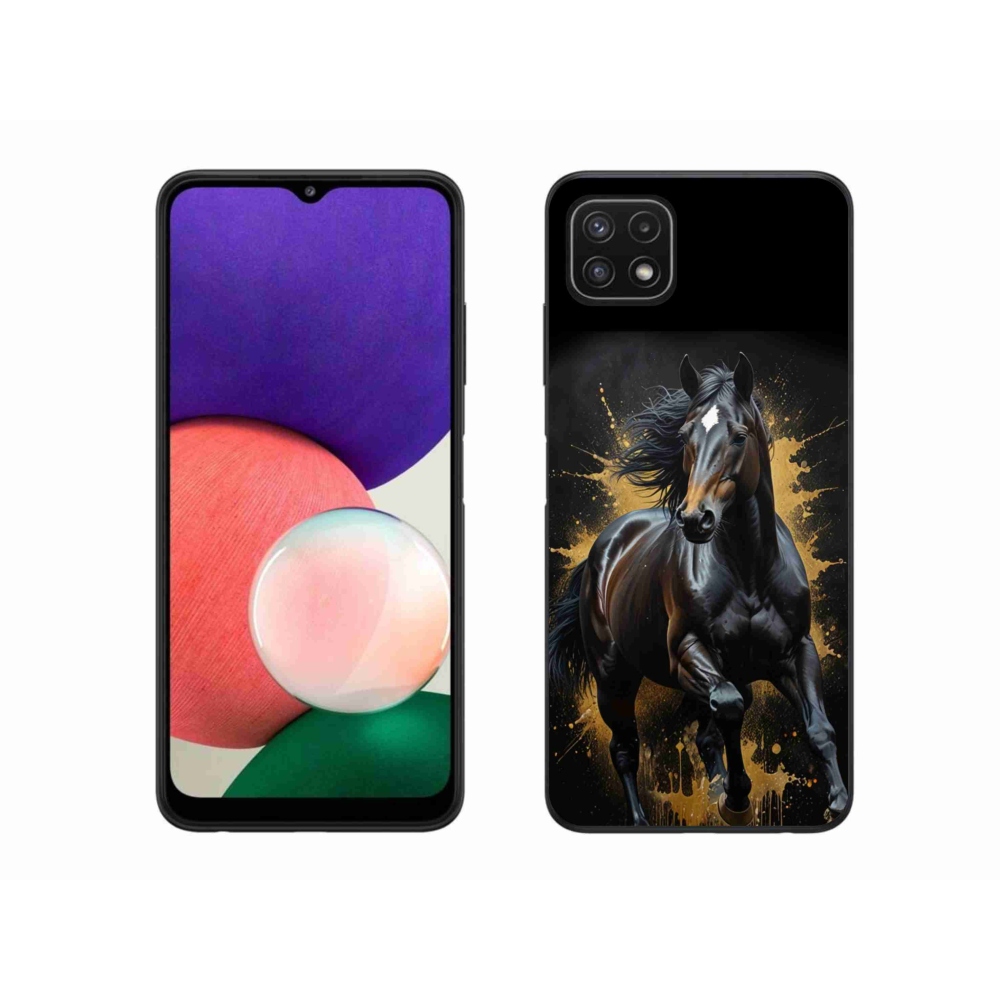 Gelový kryt mmCase na Samsung Galaxy A22 5G - elegantní černý hřebec