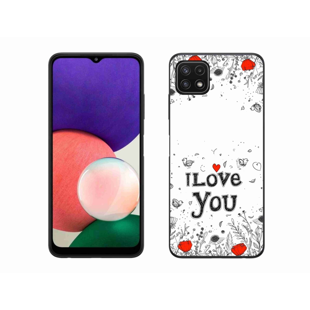 Gelový kryt mmCase na Samsung Galaxy A22 5G - I love you bílé pozadí