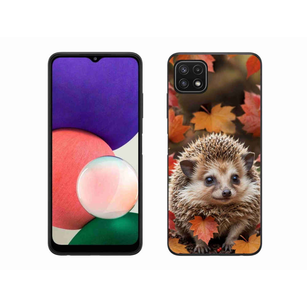Gelový kryt mmCase na Samsung Galaxy A22 5G - ježek v listí