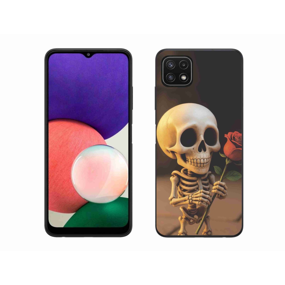 Gelový kryt mmCase na Samsung Galaxy A22 5G - kostlivec s růží