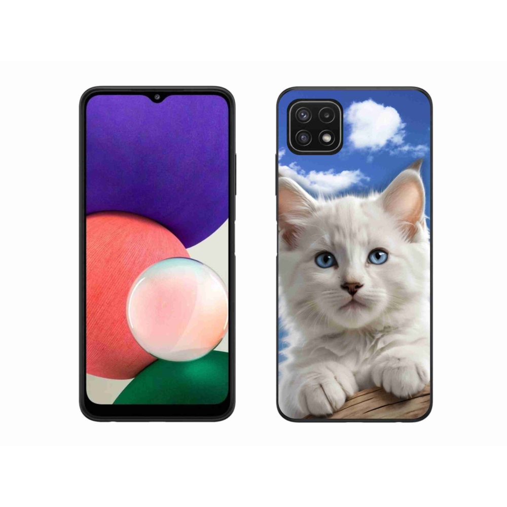 Gelový kryt mmCase na Samsung Galaxy A22 5G - kotě a oblaka