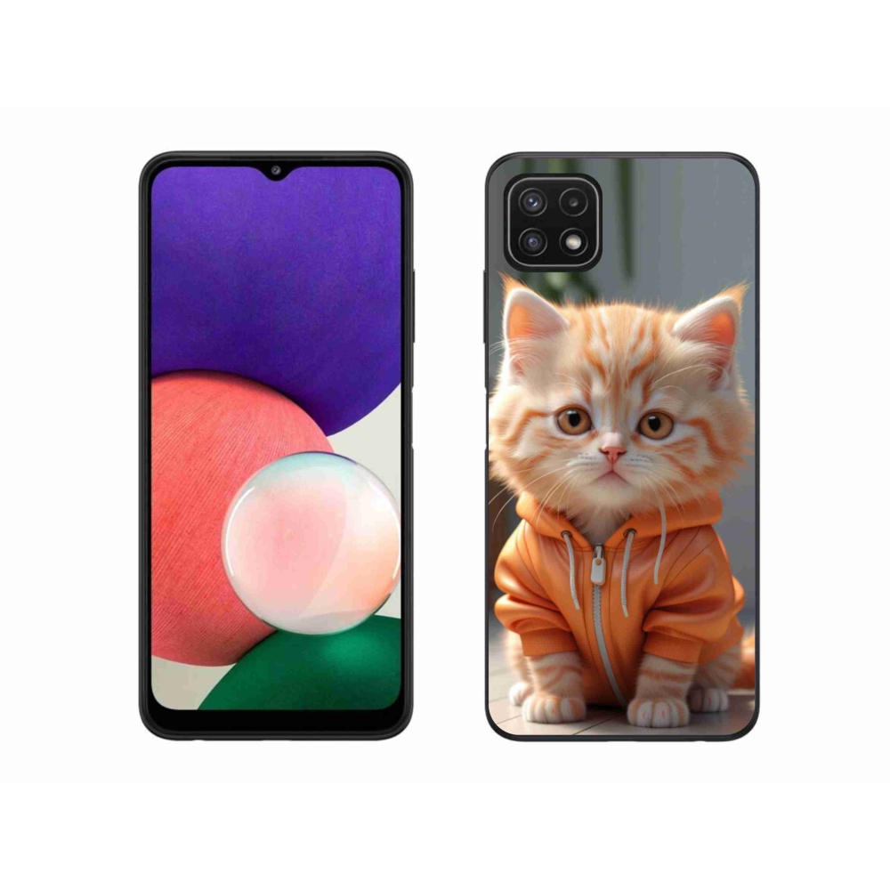 Gelový kryt mmCase na Samsung Galaxy A22 5G - kotě v mikině