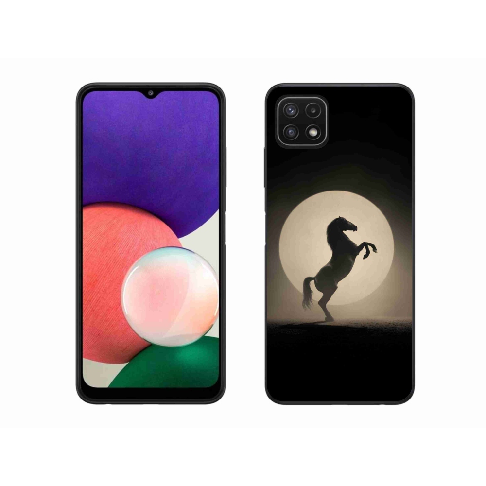 Gelový kryt mmCase na Samsung Galaxy A22 5G - kůň v siluetě