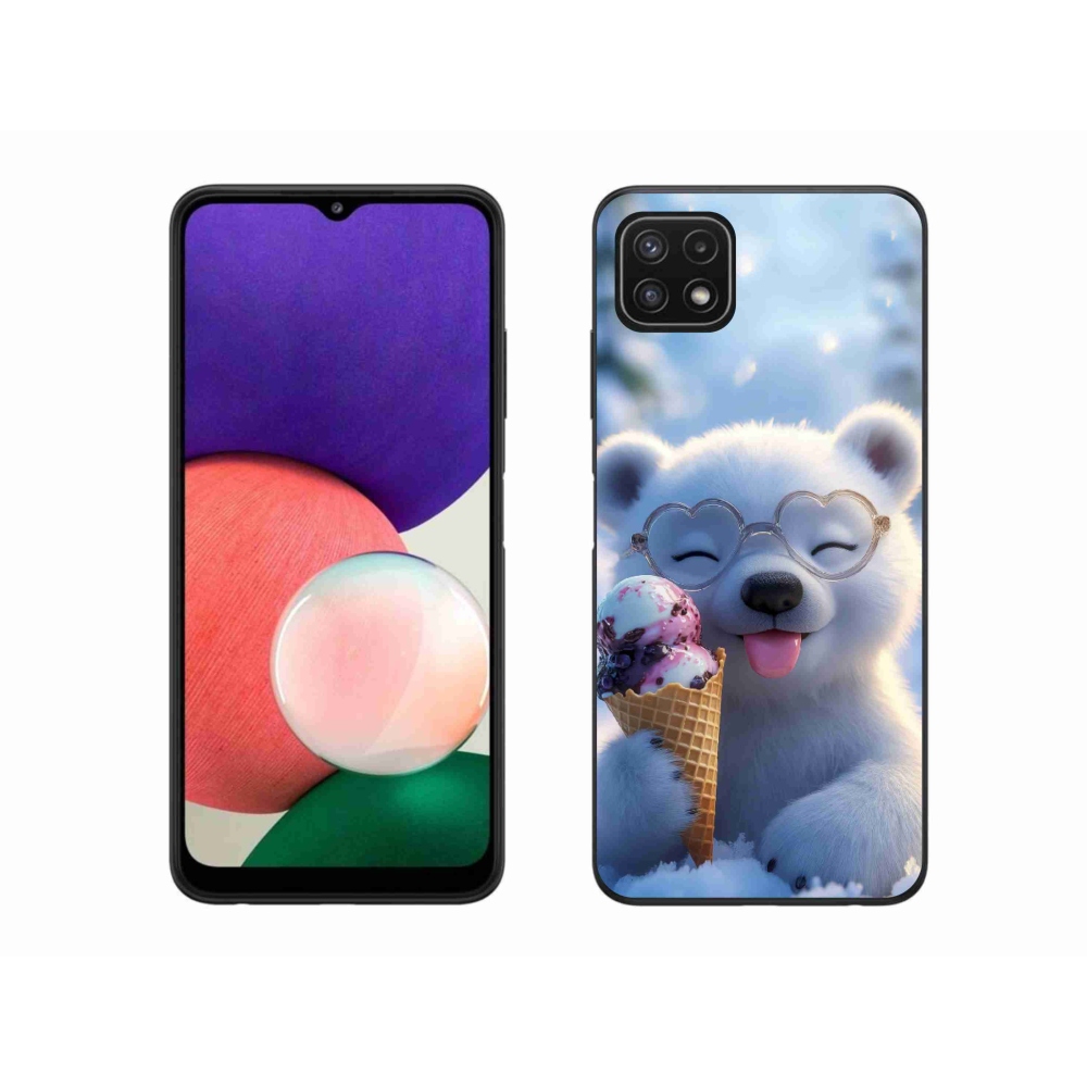Gelový kryt mmCase na Samsung Galaxy A22 5G - medvídek se zmrzlinou