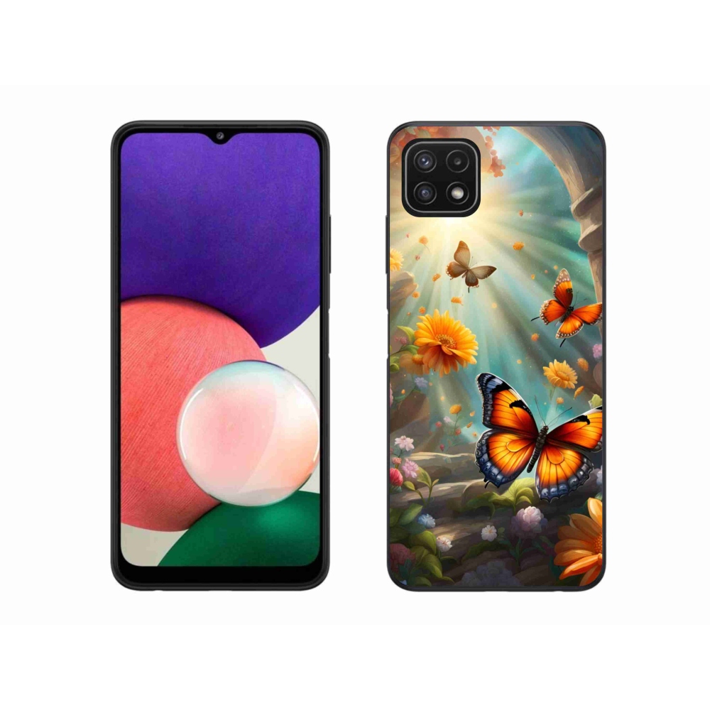 Gelový kryt mmCase na Samsung Galaxy A22 5G - motýlí zahrada 2