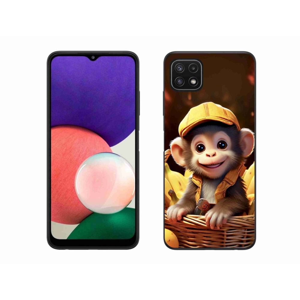 Gelový kryt mmCase na Samsung Galaxy A22 5G - opice v košíku