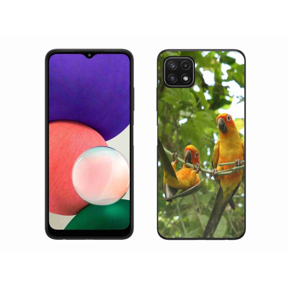 Gelový kryt mmCase na Samsung Galaxy A22 5G - papoušci aratingy