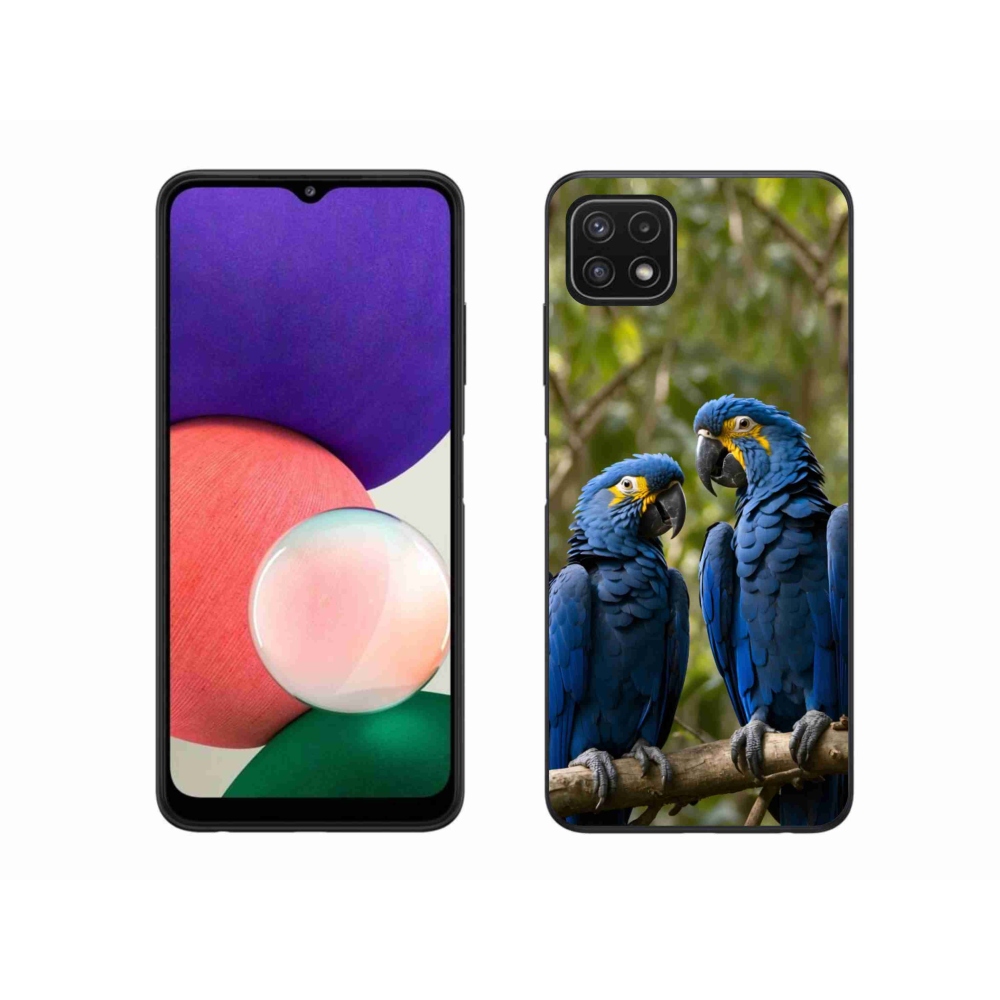 Gelový kryt mmCase na Samsung Galaxy A22 5G - papouščí duo