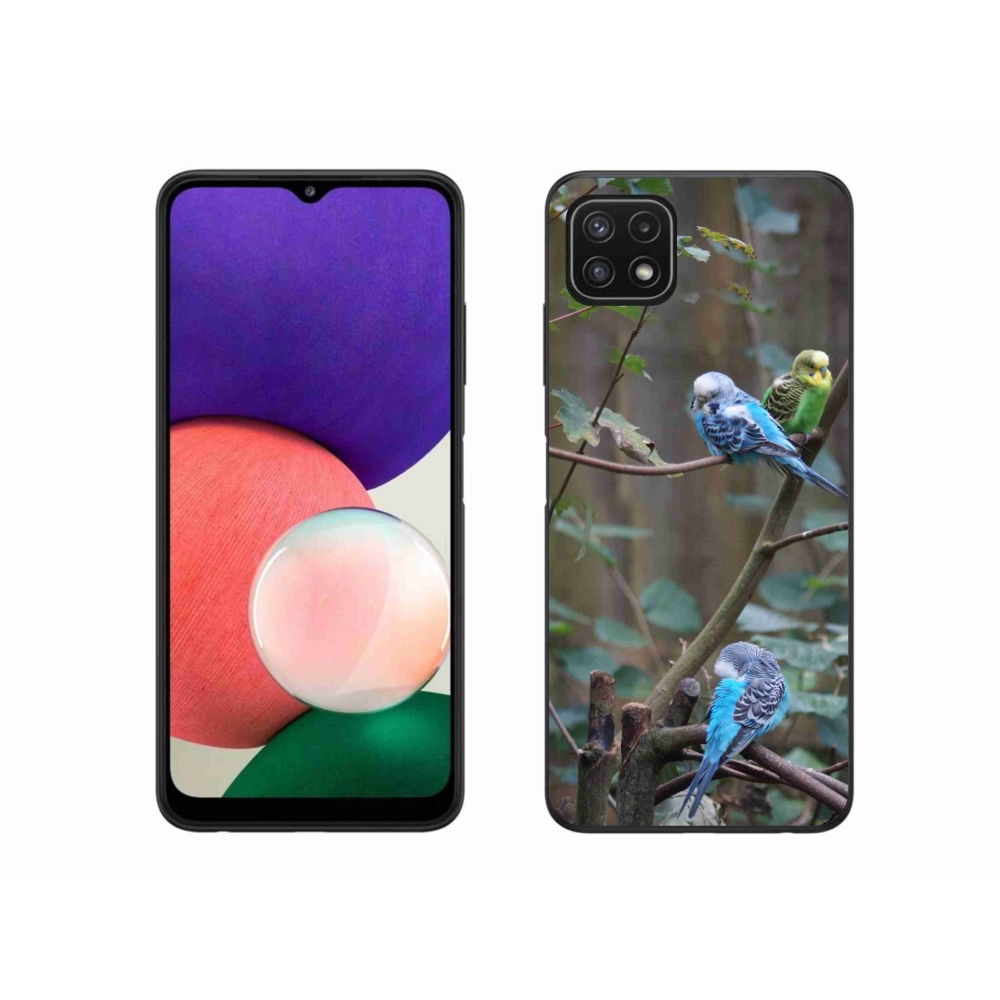 Gelový kryt mmCase na Samsung Galaxy A22 5G - papoušci na větvi