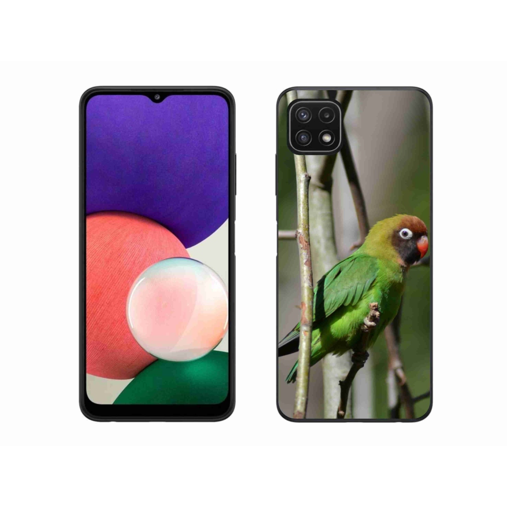 Gelový kryt mmCase na Samsung Galaxy A22 5G - papoušek agapornis