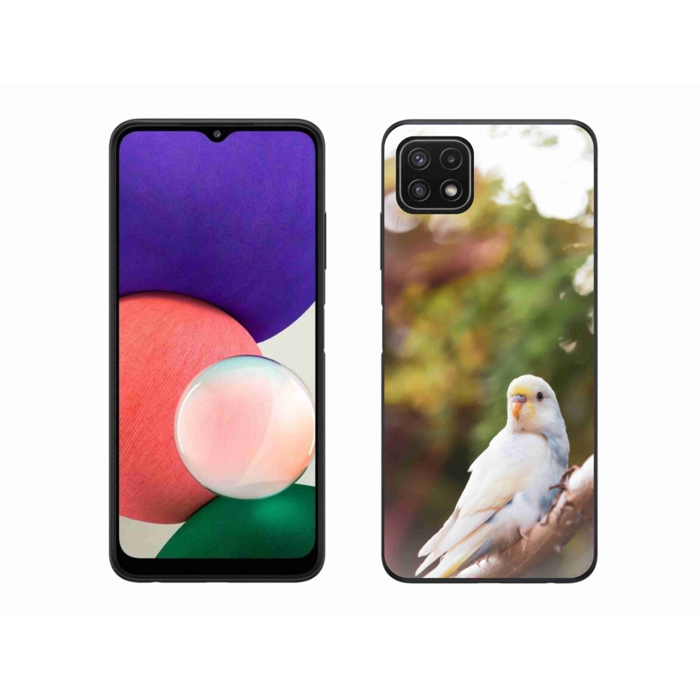 Gelový kryt mmCase na Samsung Galaxy A22 5G - papoušek andulka bílá