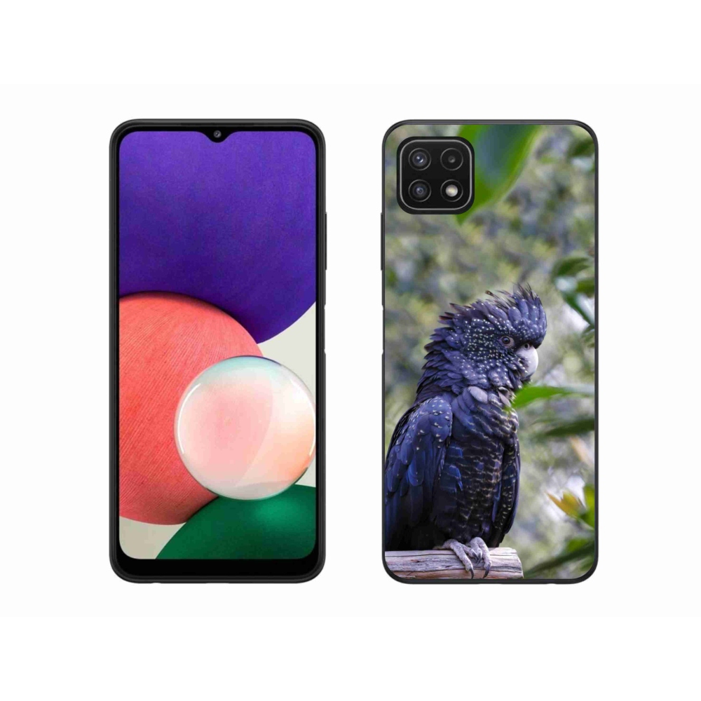Gelový kryt mmCase na Samsung Galaxy A22 5G - papoušek kakadu černý