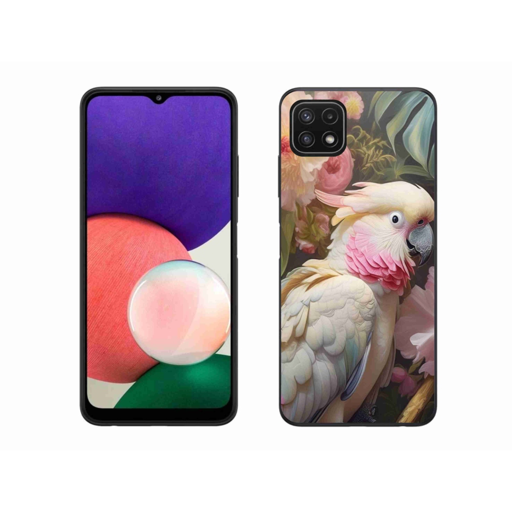 Gelový kryt mmCase na Samsung Galaxy A22 5G - papoušek kakadu růžový 2