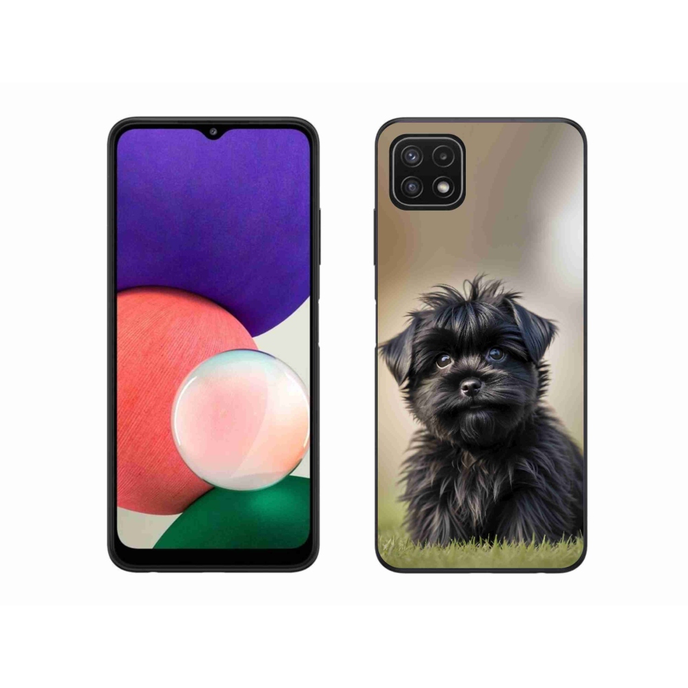 Gelový kryt mmCase na Samsung Galaxy A22 5G - roztomilý černý pejsek