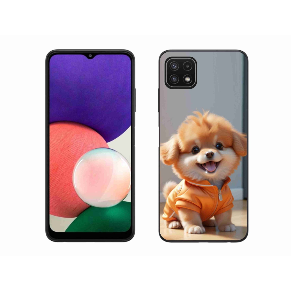 Gelový kryt mmCase na Samsung Galaxy A22 5G - roztomilý pomeranian v mikině