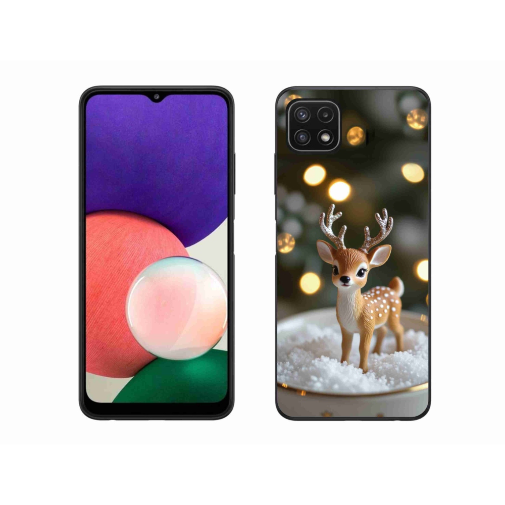 Gelový kryt mmCase na Samsung Galaxy A22 5G - roztomilý vánoční jelen