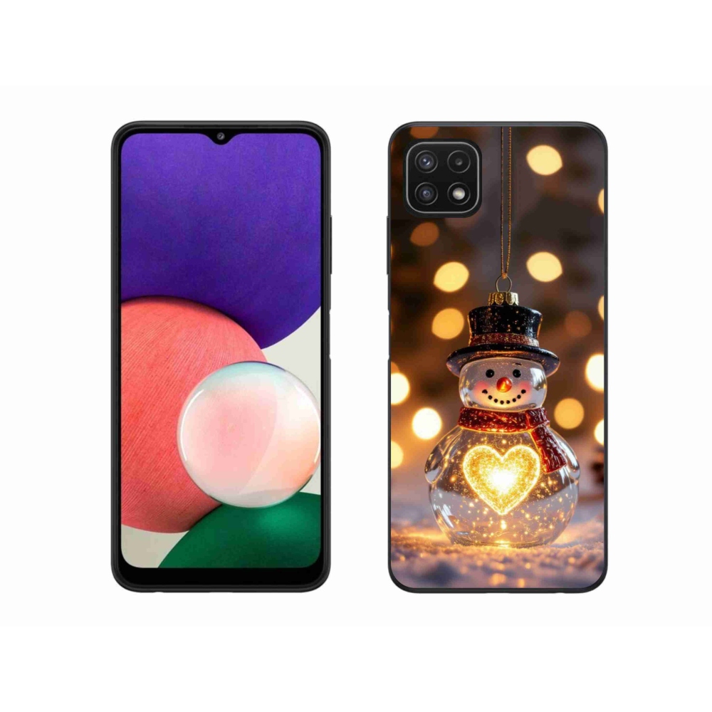 Gelový kryt mmCase na Samsung Galaxy A22 5G - svítící vánoční sněhulák