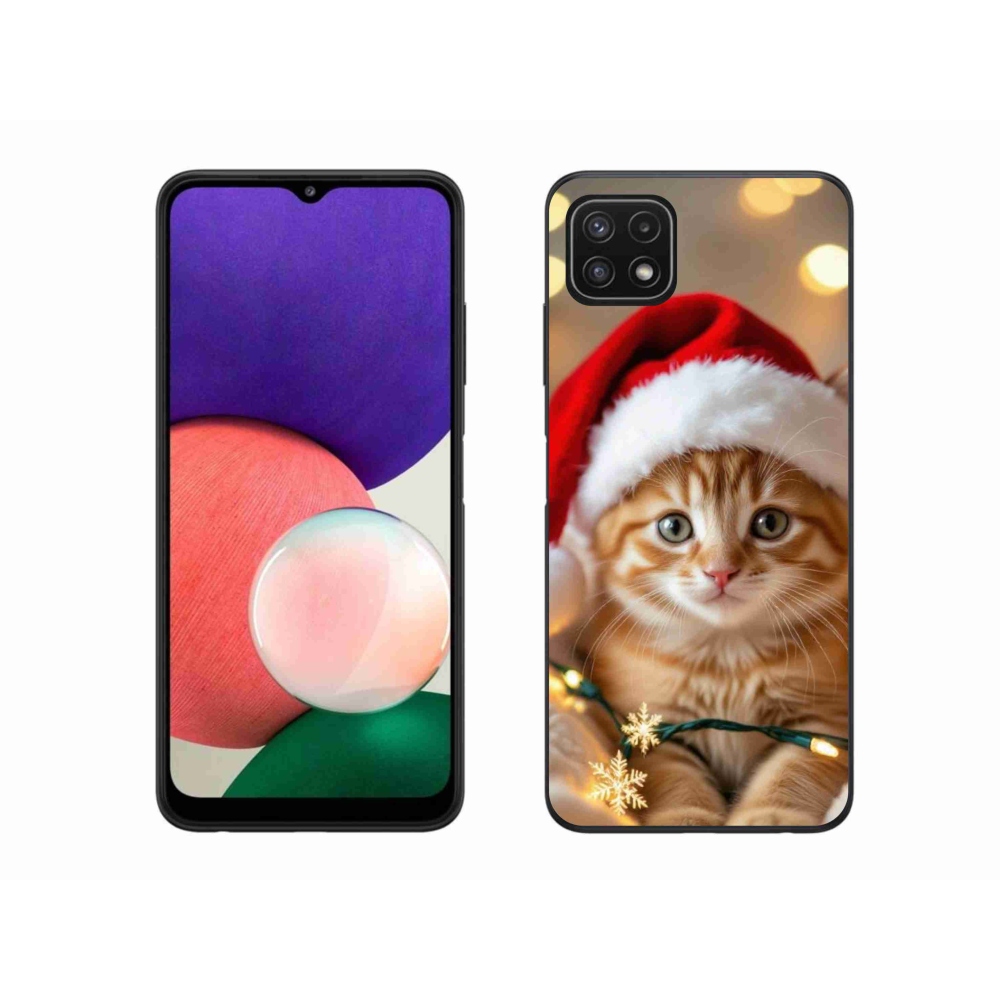 Gelový kryt mmCase na Samsung Galaxy A22 5G - vánoční kotě