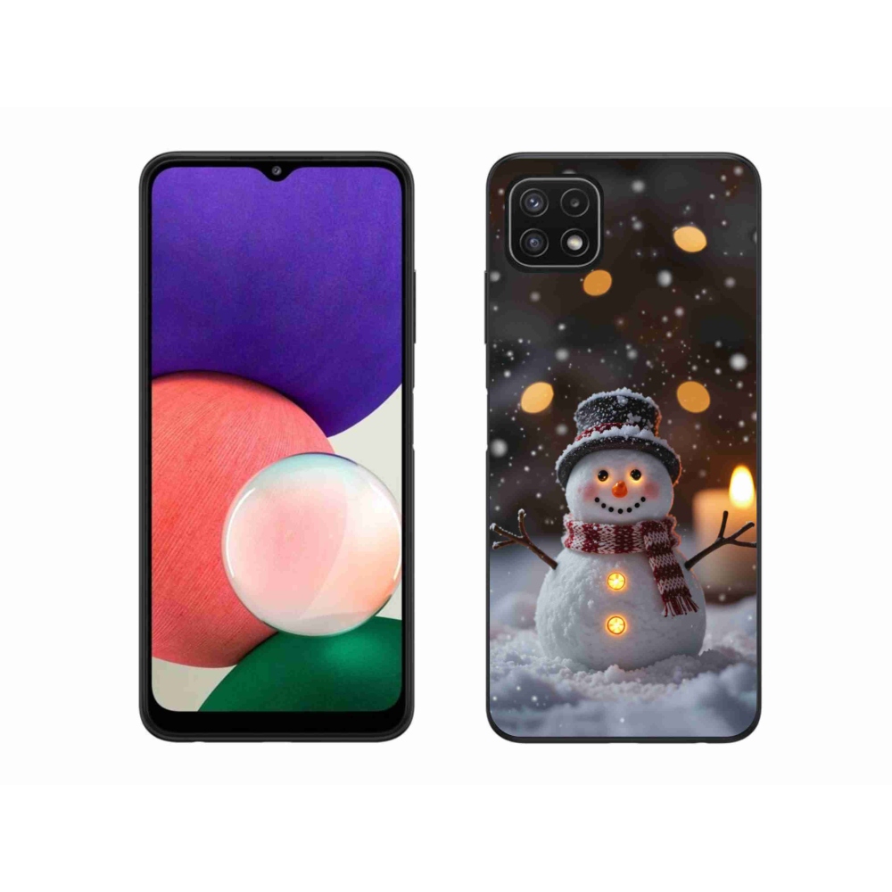 Gelový kryt mmCase na Samsung Galaxy A22 5G - veselý sněhulák