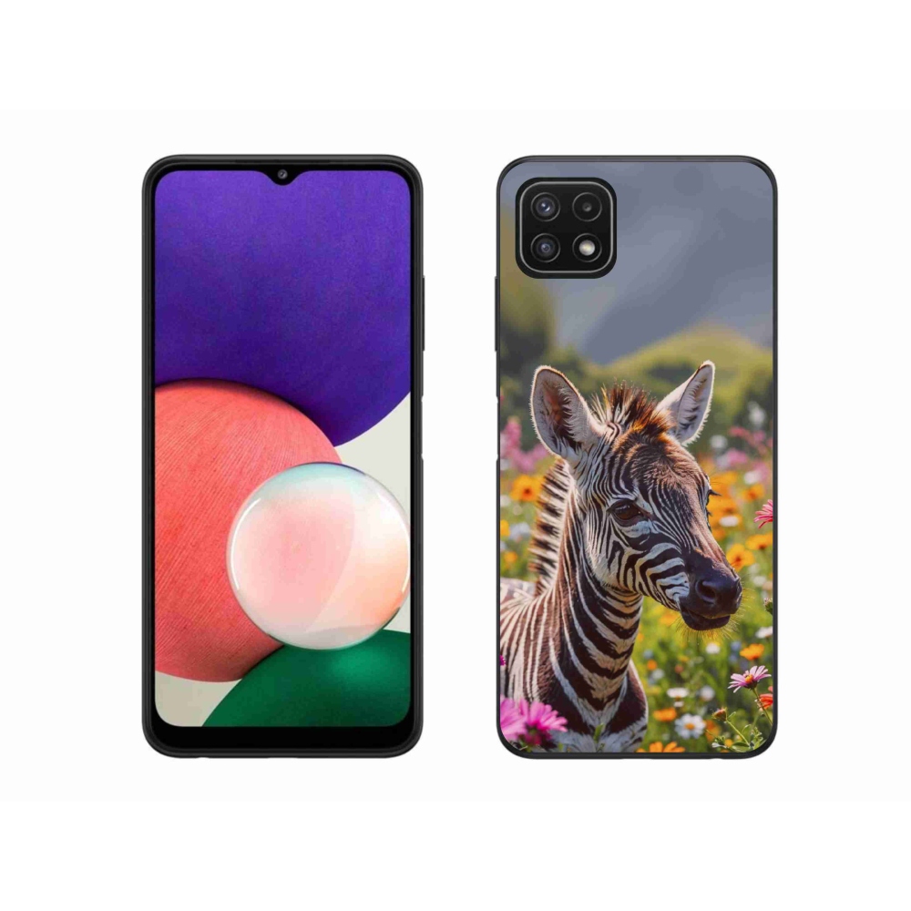 Gelový kryt mmCase na Samsung Galaxy A22 5G - zebra na louce