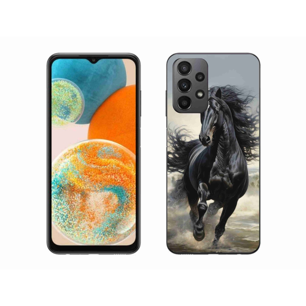 Gelový kryt mmCase na Samsung Galaxy A23 4G/5G - běžící černý kůň