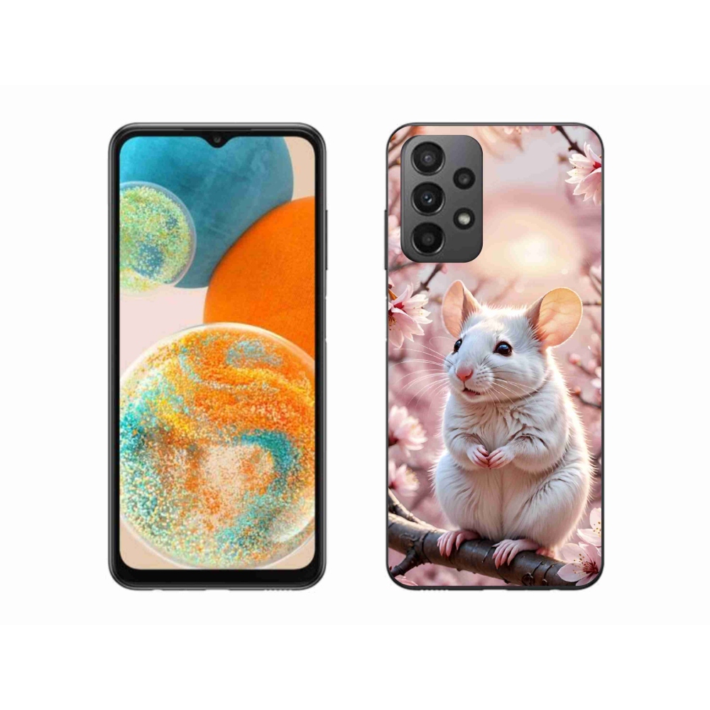 Gelový kryt mmCase na Samsung Galaxy A23 4G/5G - bílá myš na větvi